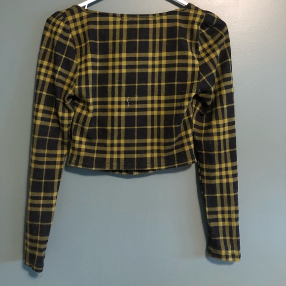 Cropped green and black plaid top - Picture 3 of 3